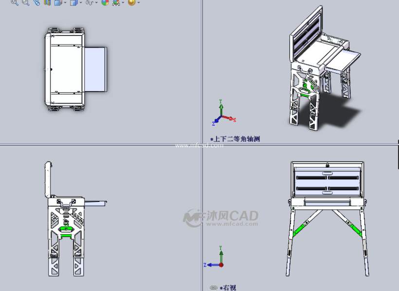 创意工作桌设计 - solidworks办公用品模型下载 - 沐风图纸