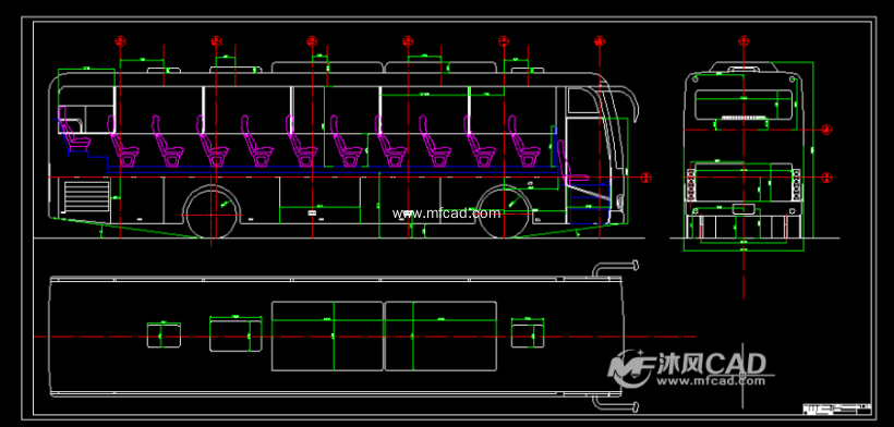 长途客车总布置全套cad图