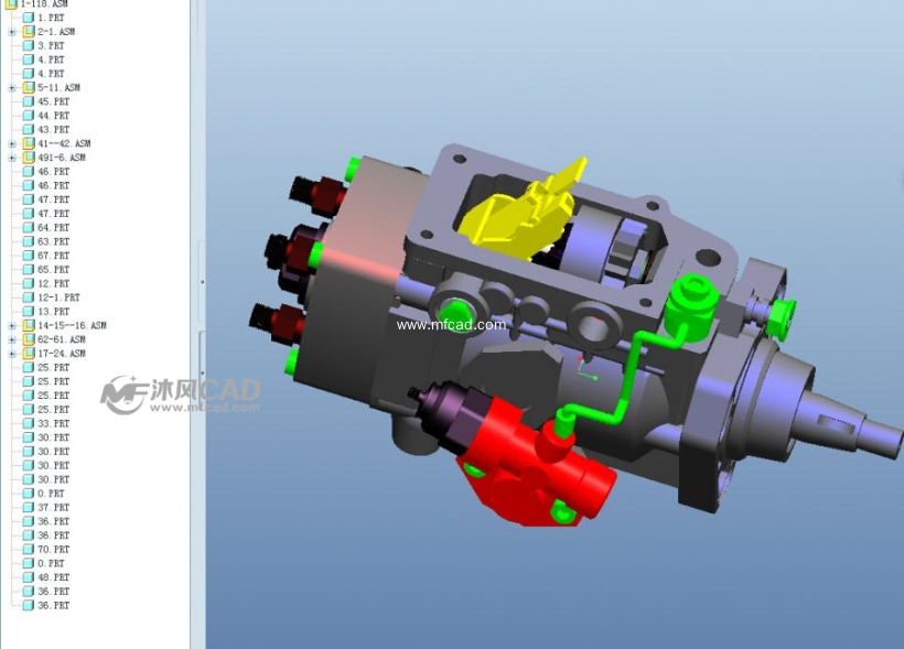 分配式喷油泵 - proe机械设备模型下载 - 沐风图纸