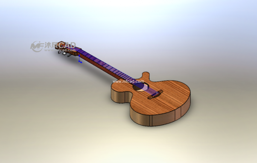 木质吉他侧视图