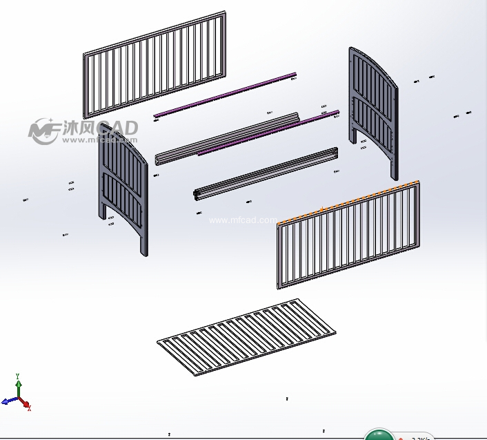 实木婴儿床3d图 igs solidworks2013 含详细组装cad