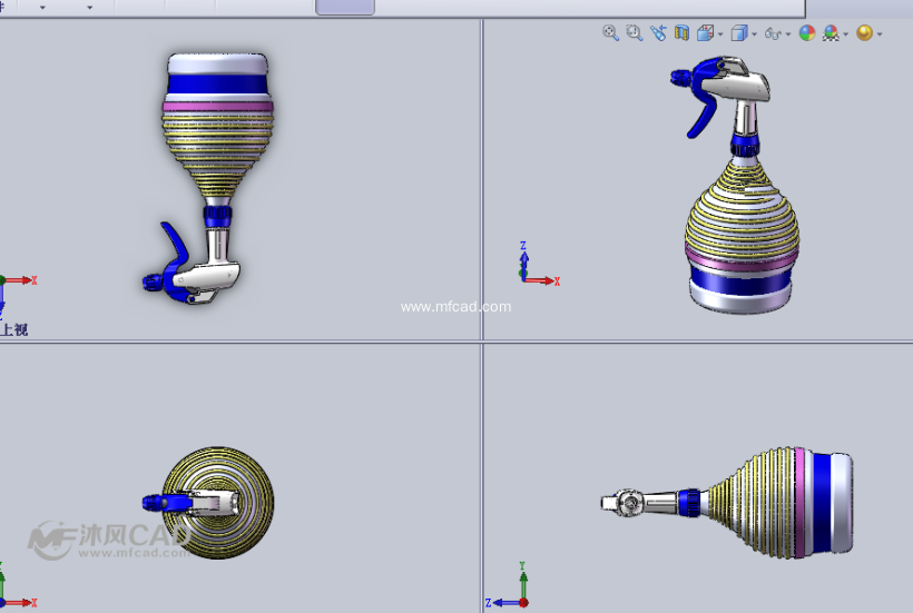 喷雾瓶设计模型三视图
