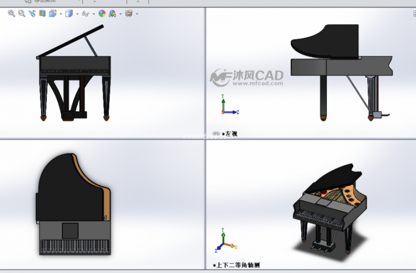 钢琴设计模型三视图