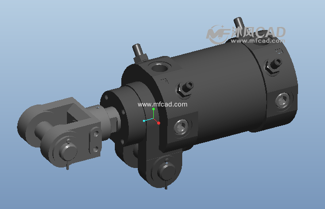铰链连接气缸三维模型 proe常用机械机构 沐风图纸