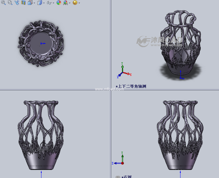 艺术花瓶设计模型三视图