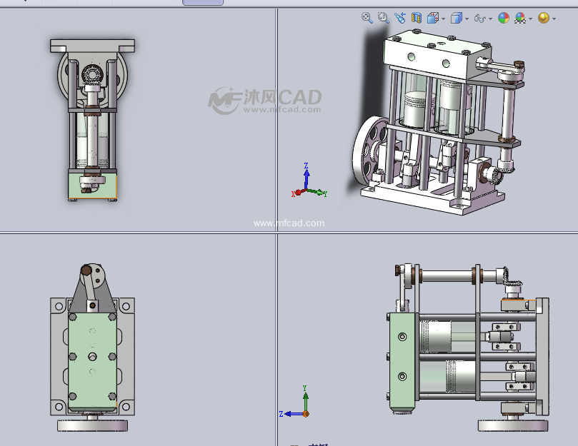 2缸发动机设计模型三视图