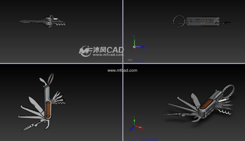 多功能的小刀设计模型三视图