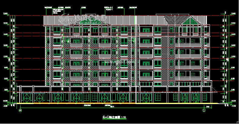 某商业加住宅(6层加跃层)建筑平面图3800平