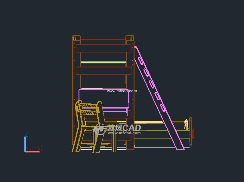 CAD学校宿舍双层床(有写字台)三维模型