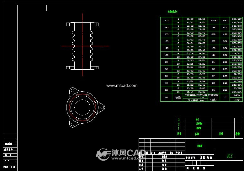 jdz波纹管系列尺寸图(选型)