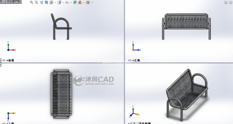 公园椅子设计三视图图片
