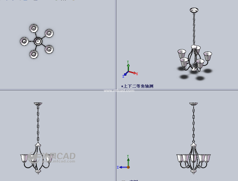 美丽的吊灯设计模型三视图