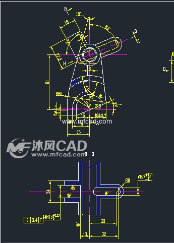 倒档拨叉零件图