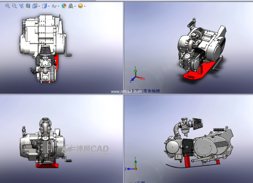 结构详细的发动机设计模型三视图