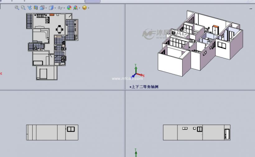 我的工公寓大型装配体设计模型三视图