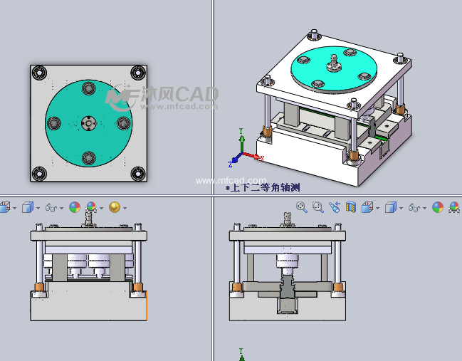 布线槽模具设计模型三视图