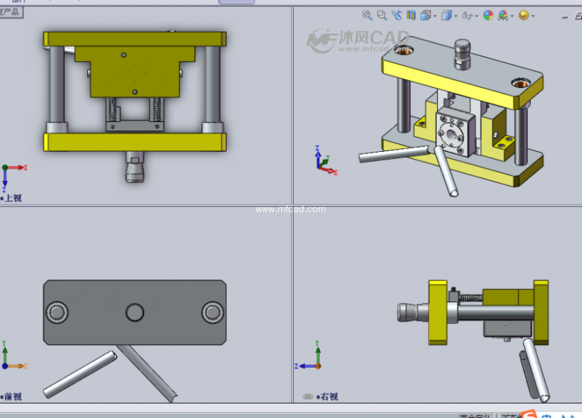 油管开槽模具设计模型三视图