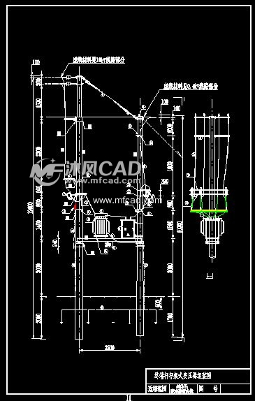 单回终端杆杆架式变压器组装图 - autocad工业控制图纸下载 - 沐风