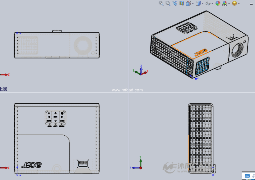 (宏碁)3d家庭影院投影机设计模型三视图