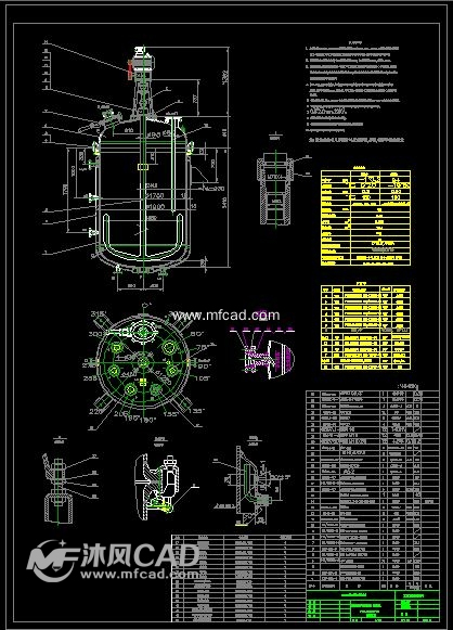 k5000搪玻璃开式搅拌容器装配图 - autocad化工环保设备图纸下载