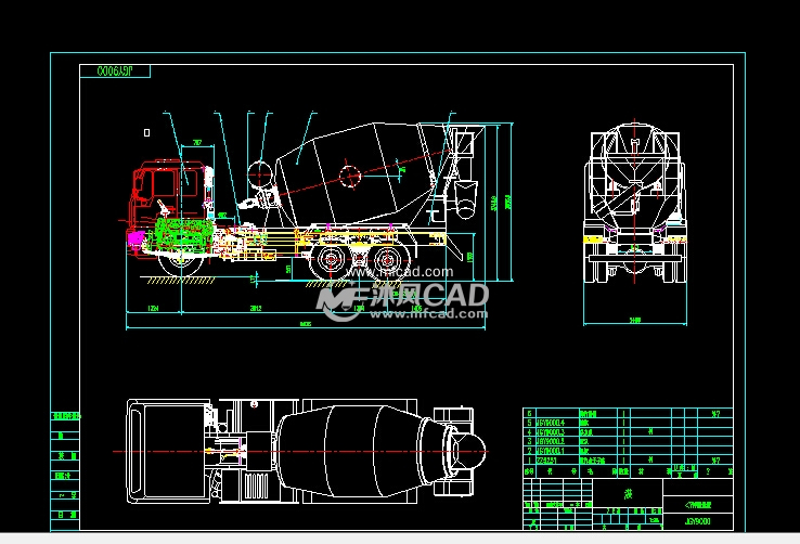 某jgy9000搅拌车cad设计整车图