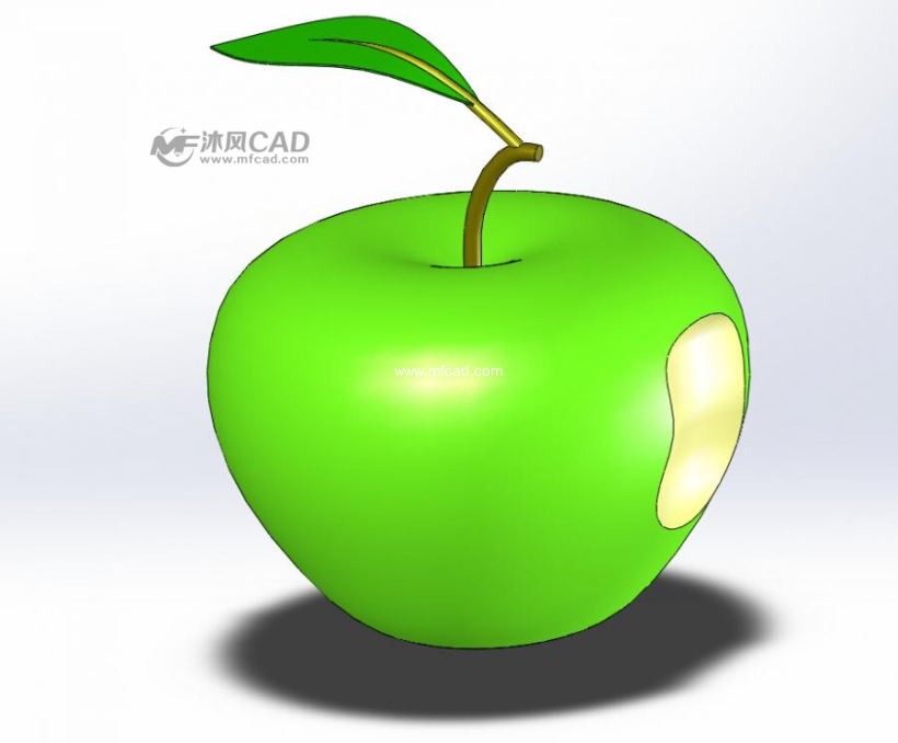 被咬了一口的苹果 - solidworks植物花果类模型下载 - 沐风图纸