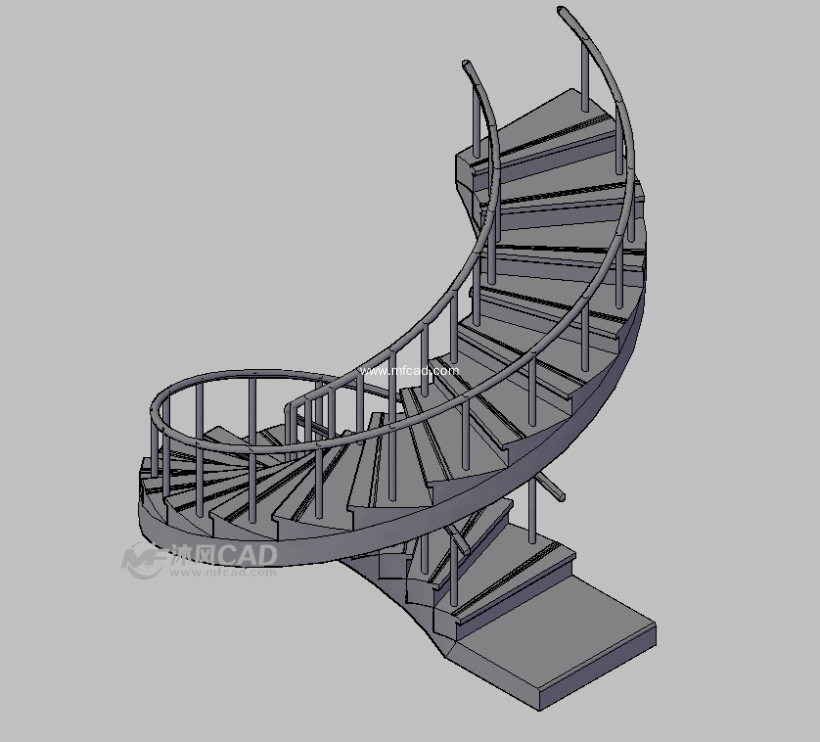 cad三维模型旋转楼梯