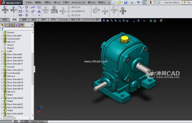 蜗轮蜗杆箱建模