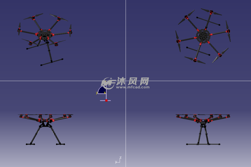 无人机机架三视图
