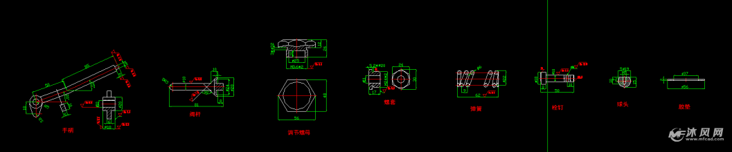 手压阀零件图级装配图-阀体图纸-沐风网