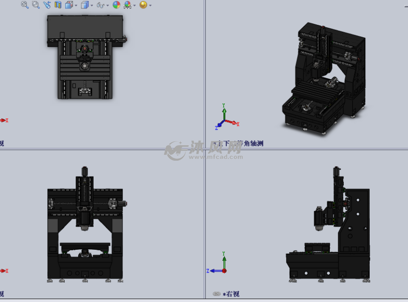 自主設計的雕刻機模型(數控機床)三視圖