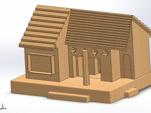 仿古木头房屋模型设计