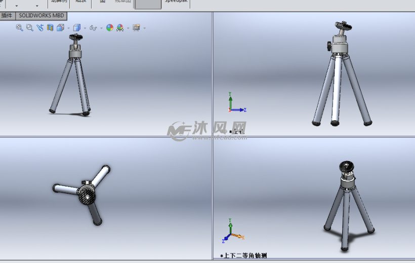 相机迷你三脚架设计模型三视图