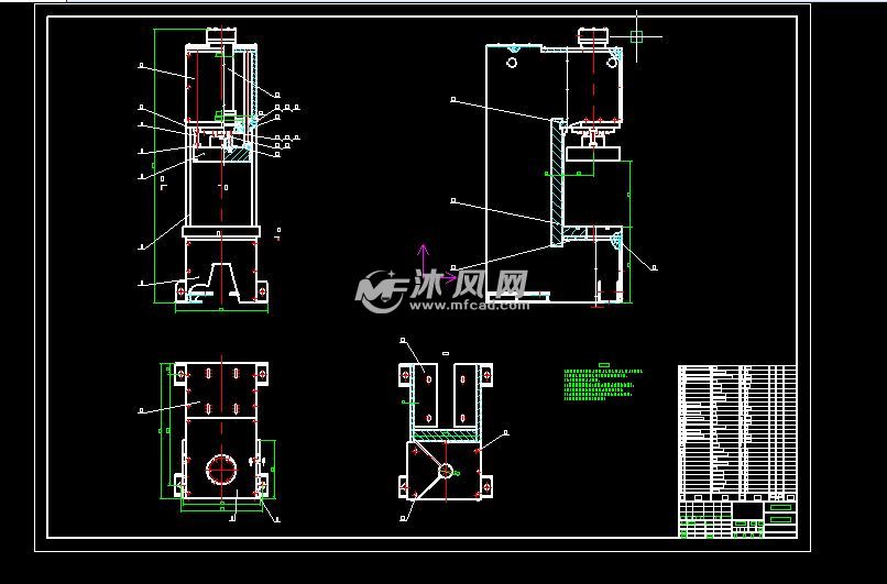 y41-40单柱液压机总装配图及其零件图和液压控制系统原理图