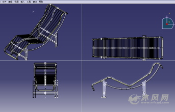木质结构的躺椅设计模型三视图