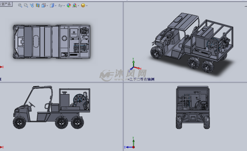 消防行业的四驱车设计模型三视图