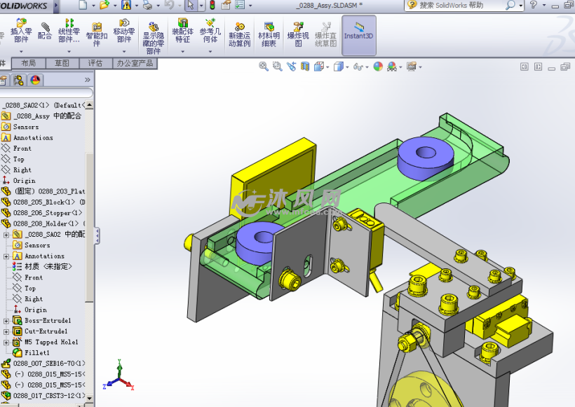 工件输送线上的挡块机构