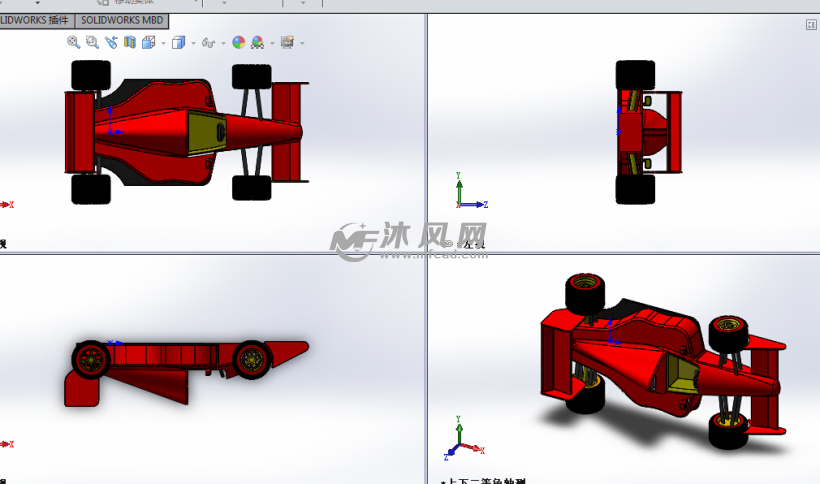 玩具f1赛车设计模型三视图