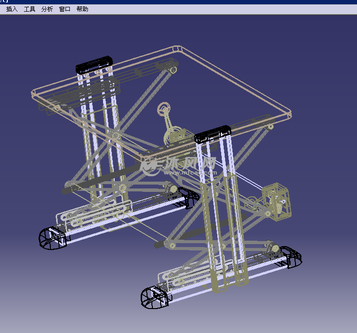 创新挑战设计之可调工作台设计模型线性结构图