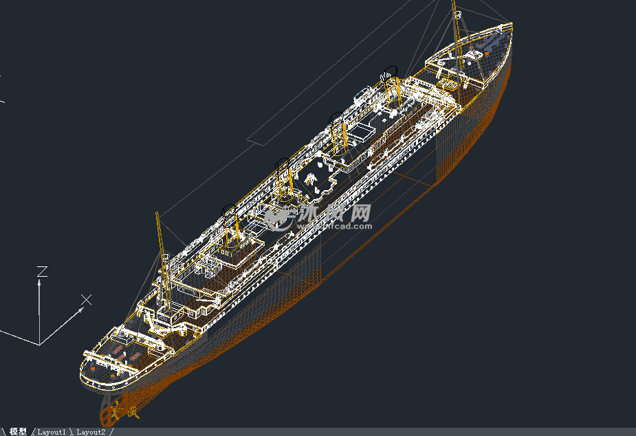 cad泰坦尼克号 铁达尼 - autocad船舶机械图纸下载 - 沐风图纸
