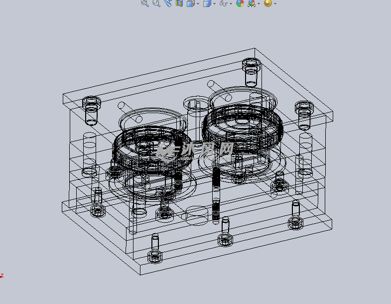 瓶盖注塑模具设计模型线性结构图