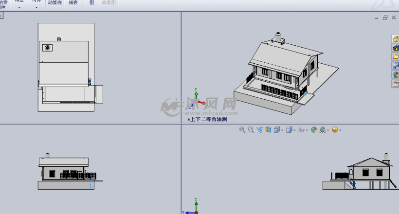 3d房屋建築物設計模型三視圖