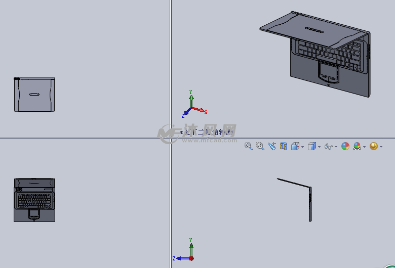 便携式笔记本电脑设计模型三视图