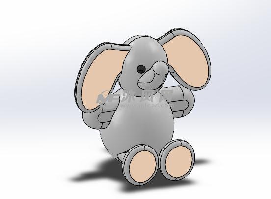 小象卡通布偶模型 - solidworks玩具公仔类模型下载 - 沐风图纸