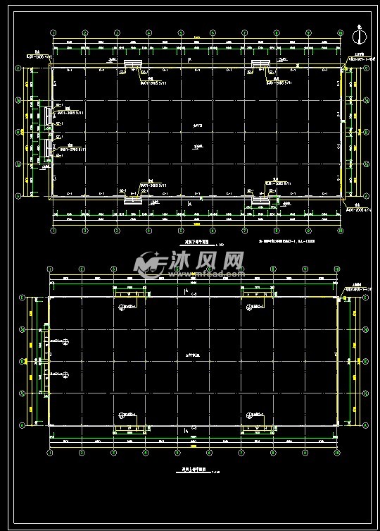 某輕鋼結構輕鋼結構生產廠房cad施工圖 - autocad廠房專區圖紙 - 沐風