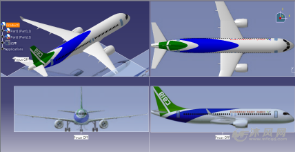 国产c919飞机三视图