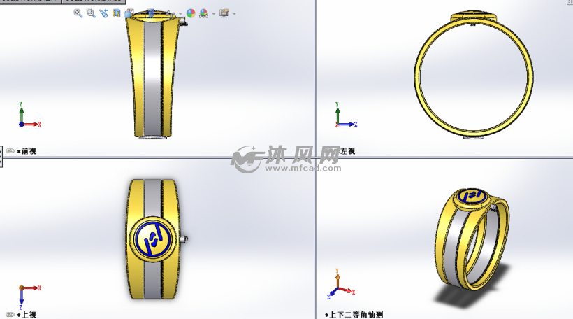 硅胶创意手镯设计模型三视图