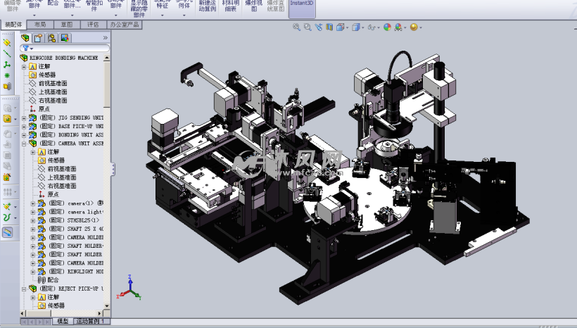 帶ccd音像的多工位電子芯片測試機設計模型 - solidworks機械設備模型