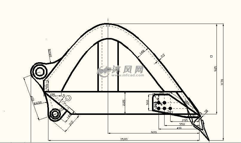 挖掘机挖斗二维图 - autocad起重与提升设备图纸下载 - 沐风图纸