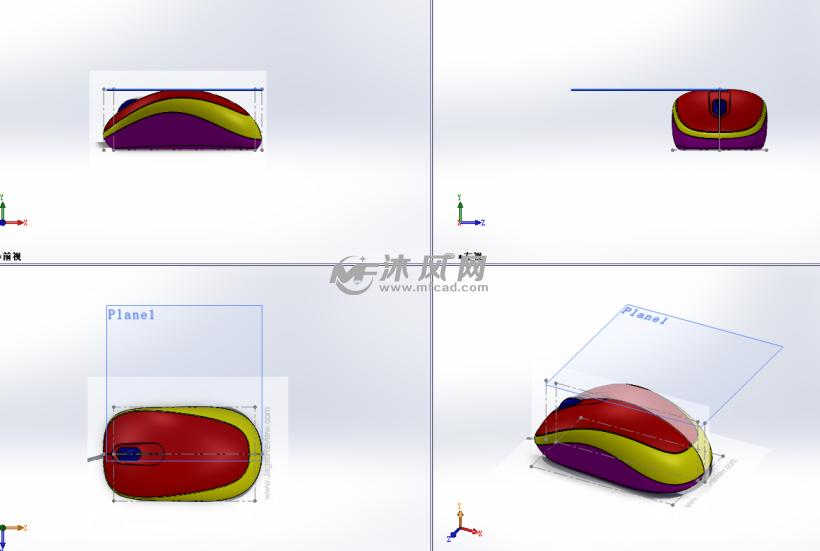 微软无线鼠标绘制模型三视图